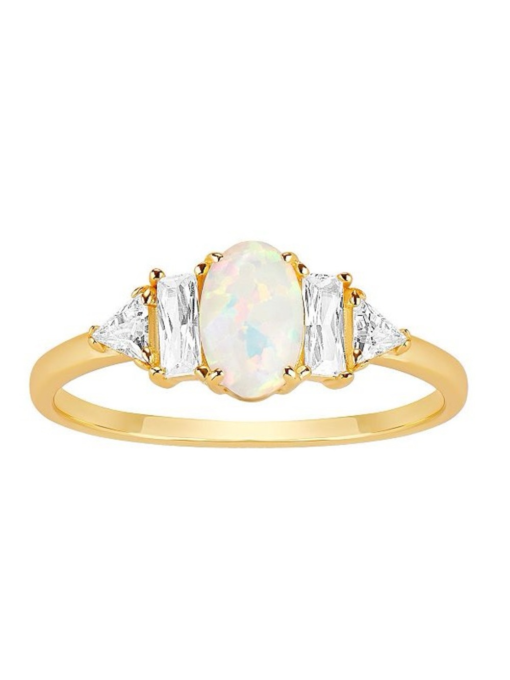 Opal and Cubic Zirconia Ring